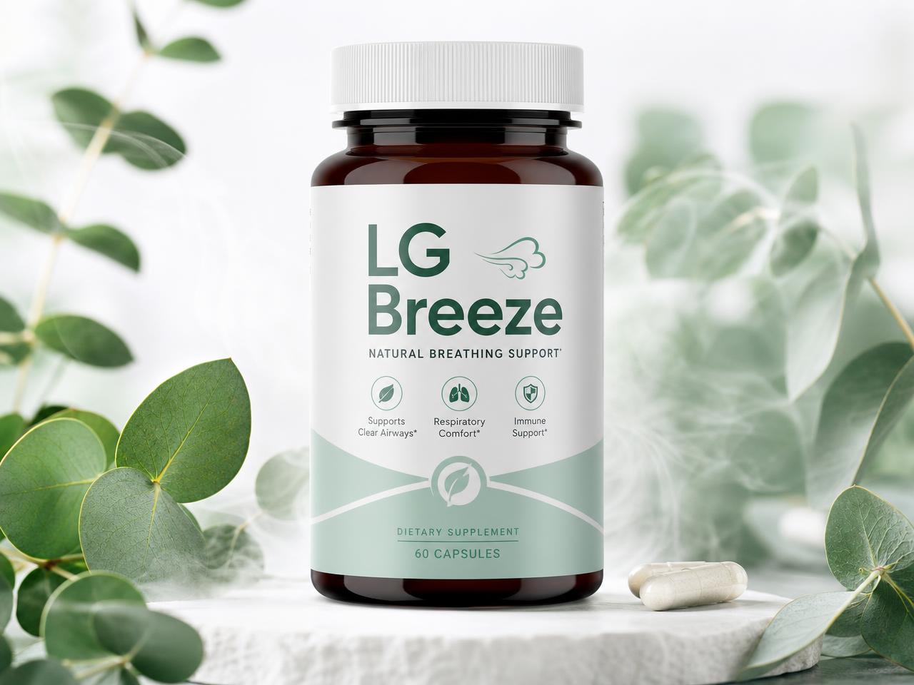 LG Breeze Kapseln Flasche mit Eukalyptusblättern für freie Atemwege